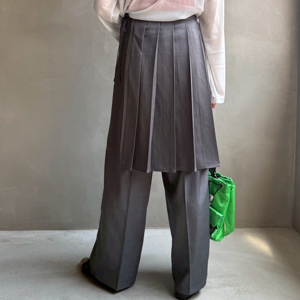 【ハモミシノオトナフク】Wrap pleated skirt pants