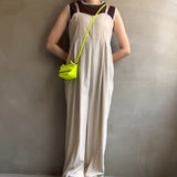 【ハモミシノオトナフク】Linen-like bustier-style salopette