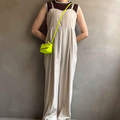 【ハモミシノオトナフク】Linen-like bustier-style salopette