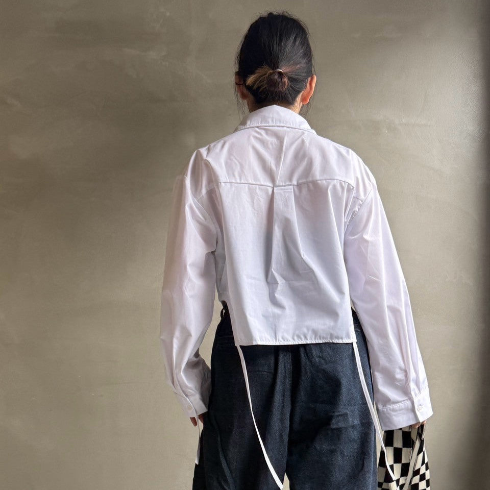 【ハモミシノオトナフク】Side gathered cropped shirt