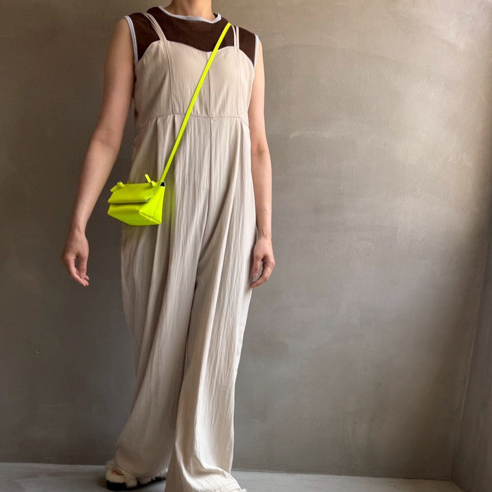 【ハモミシノオトナフク】Linen-like bustier-style salopette