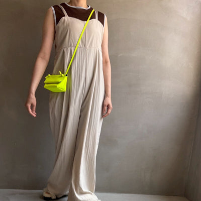 【ハモミシノオトナフク】Linen-like bustier-style salopette