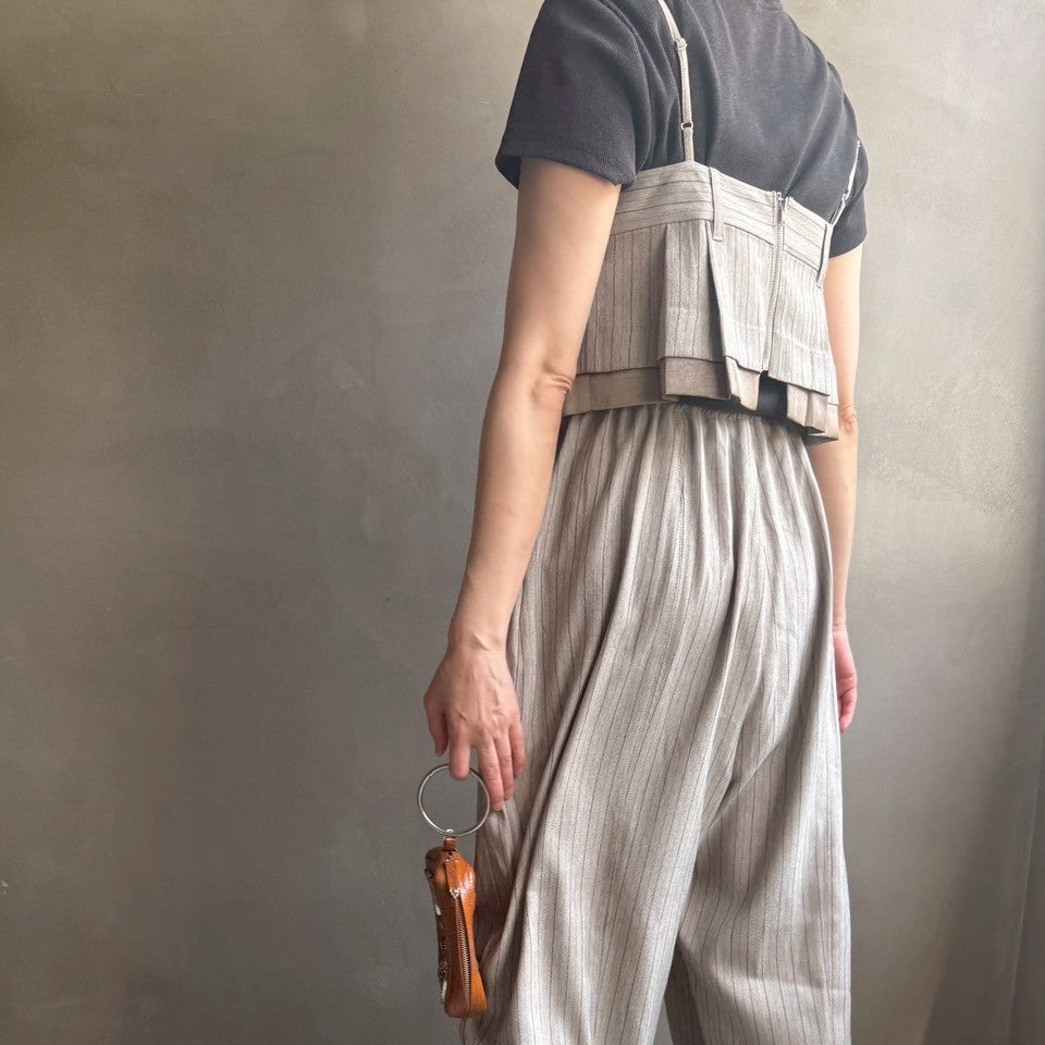 【ハモミシノオトナフク】Herrinbone stripe cami Tops