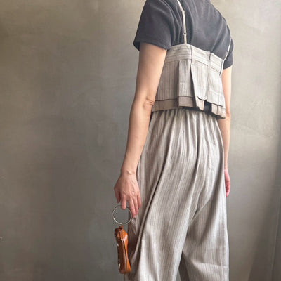 【ハモミシノオトナフク】Herrinbone stripe cami Tops