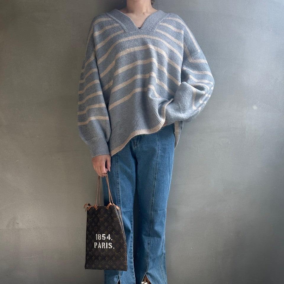 【ハモミシノオトナフク】Deep V-neck knit