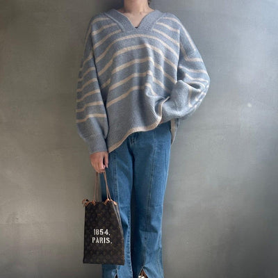 【ハモミシノオトナフク】Deep V-neck knit