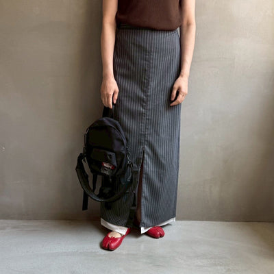 【ハモミシノオトナフク】Striped straight skirt