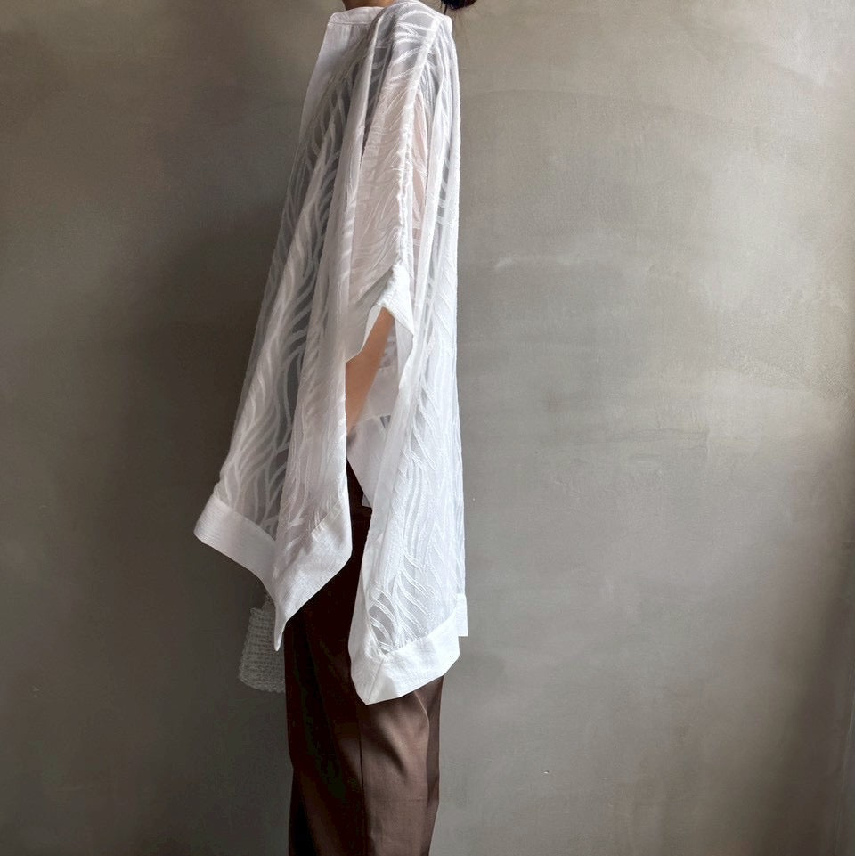 【ハモミシノオトナフク】Sheer Jacquard Poncho