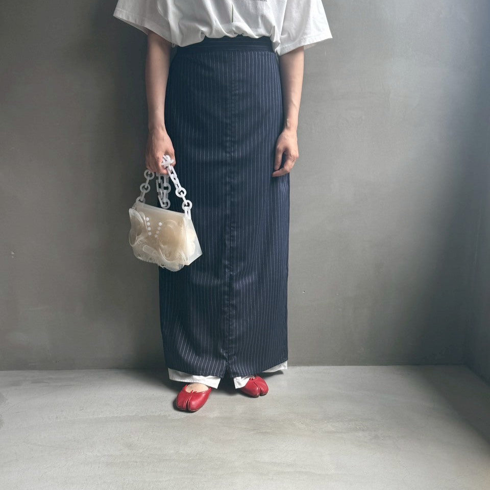 【ハモミシノオトナフク】Striped straight skirt