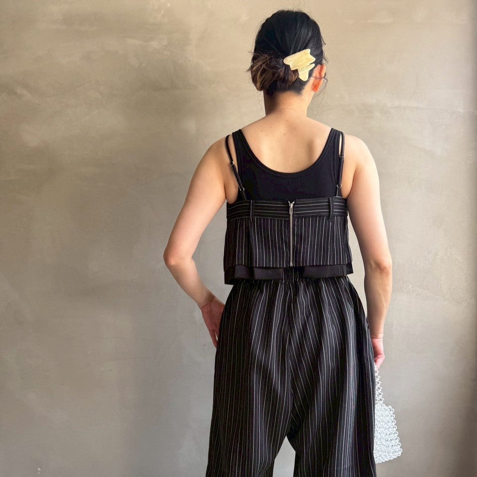 【ハモミシノオトナフク】Herrinbone stripe cami Tops