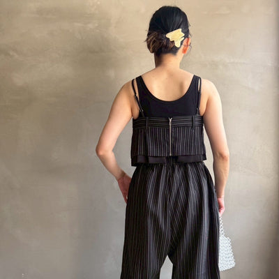 【ハモミシノオトナフク】Herrinbone stripe cami Tops