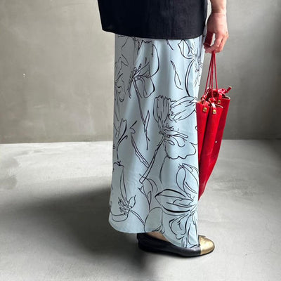 【ハモミシノオトナフク】Flower semiflare long skirt
