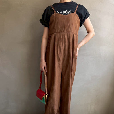 【ハモミシノオトナフク】Linen-like bustier-style salopette