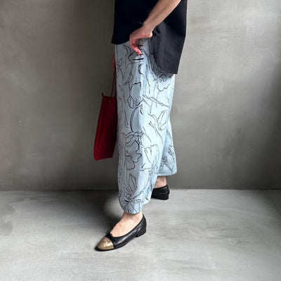 【ハモミシノオトナフク】Flower semiflare long skirt