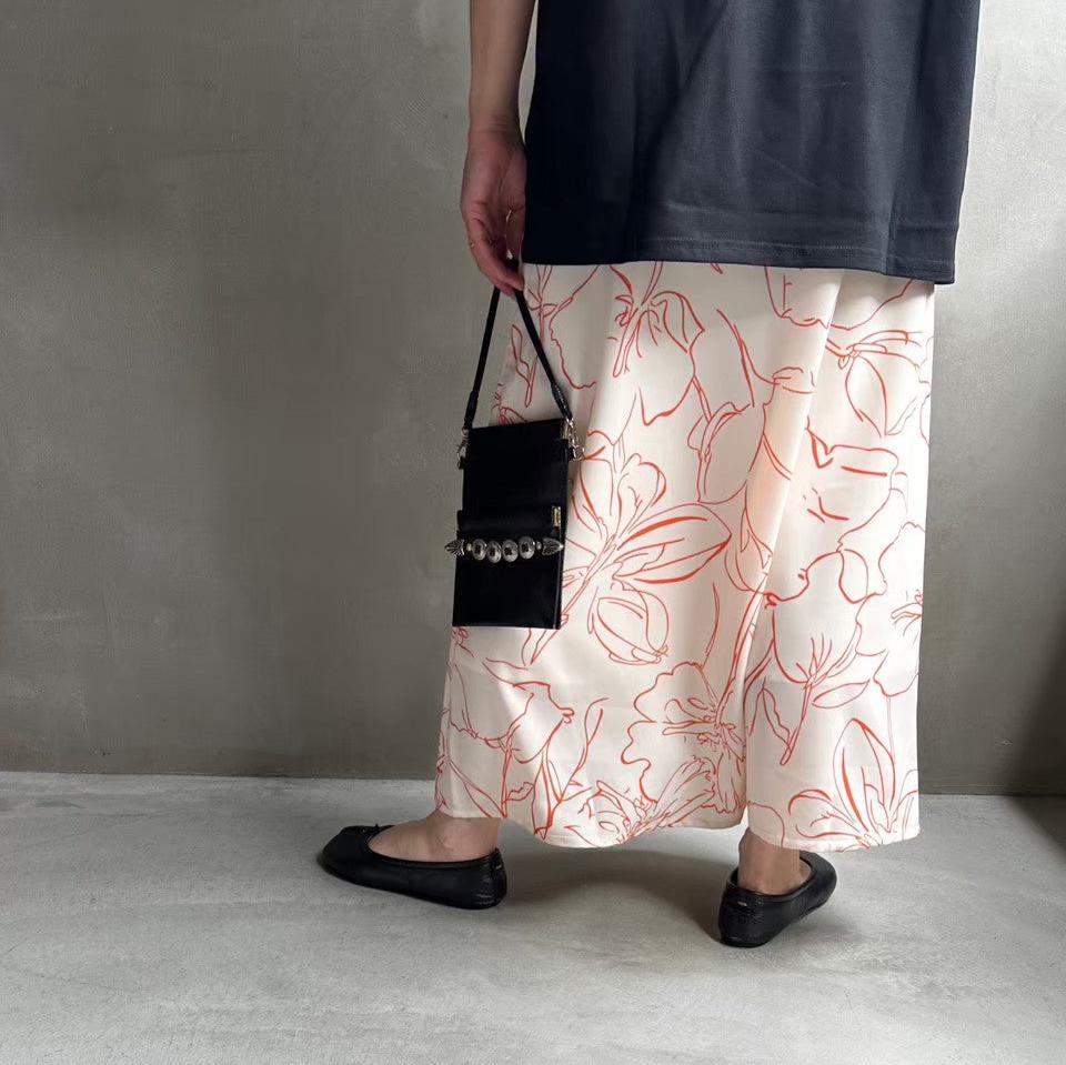 【ハモミシノオトナフク】Flower semiflare long skirt