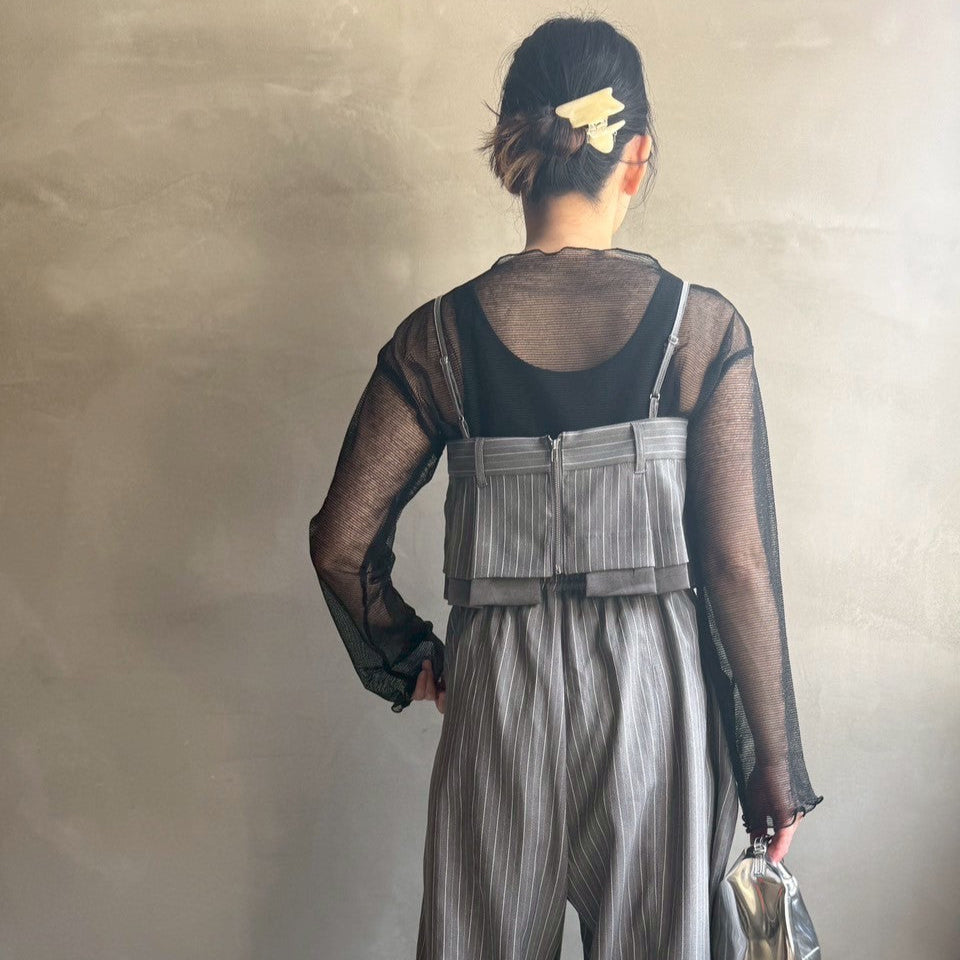 【ハモミシノオトナフク】Herrinbone stripe cami Tops