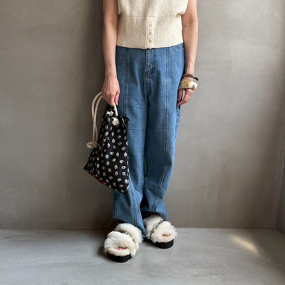 【ハモミシノオトナフク】Center-switched semiwide pants