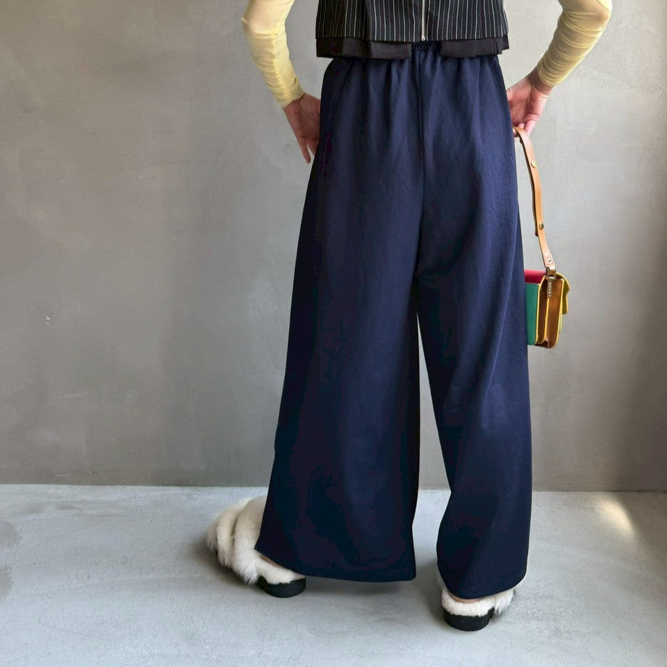 【ハモミシノオトナフク】Cool touch gathered tuck wide pants