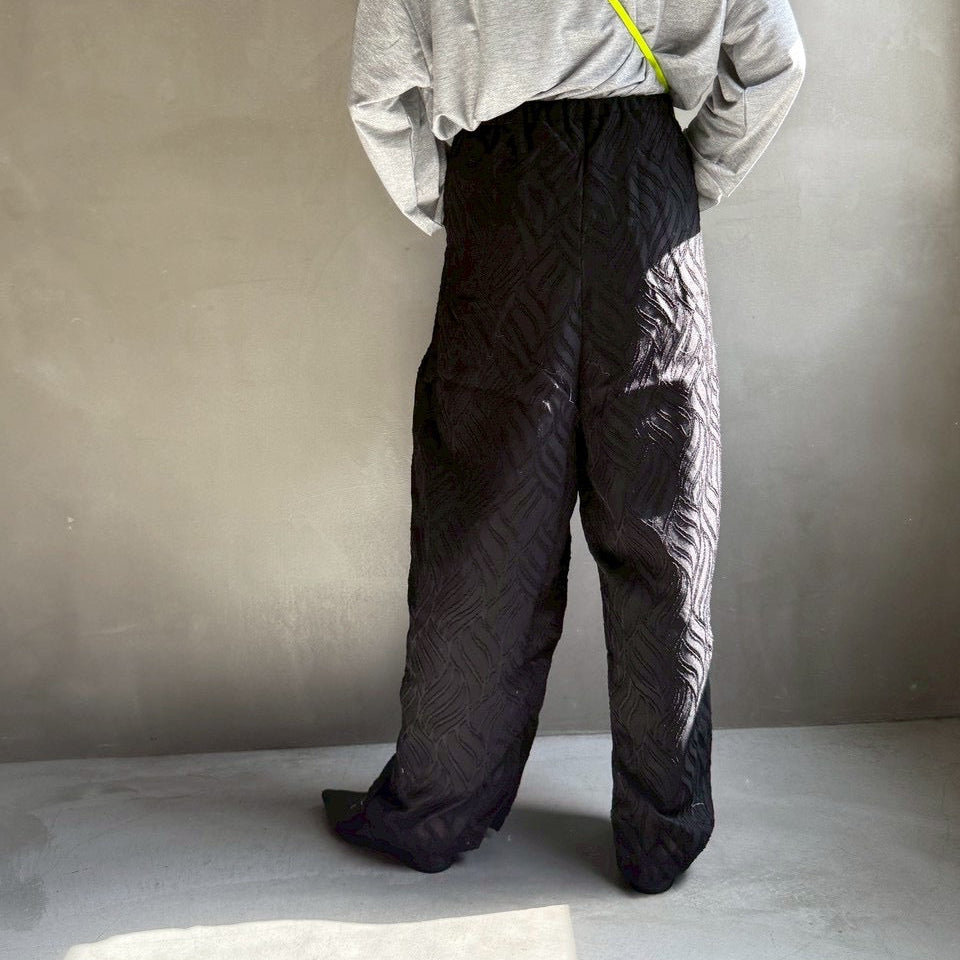 【ハモミシノオトナフク】Sheer jacquard pleated pants