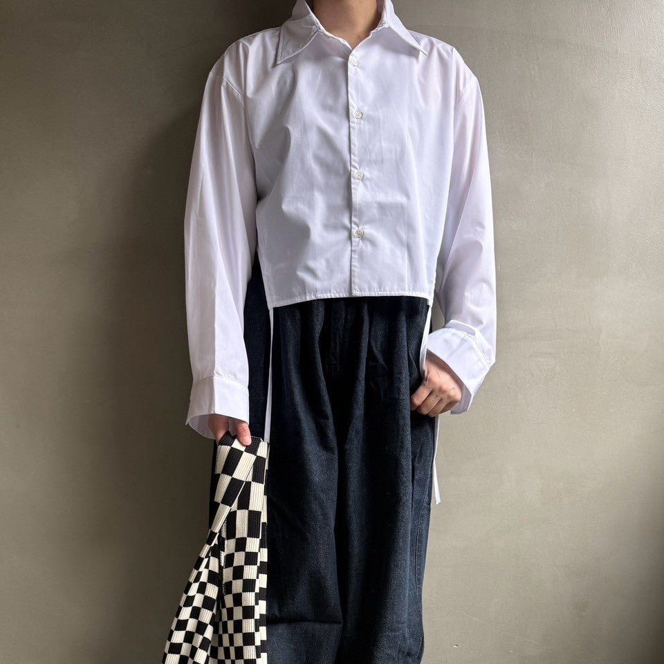 【ハモミシノオトナフク】Side gathered cropped shirt