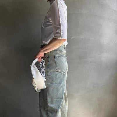 【ハモミシノオトナフク】tape embroidery sheer blouse