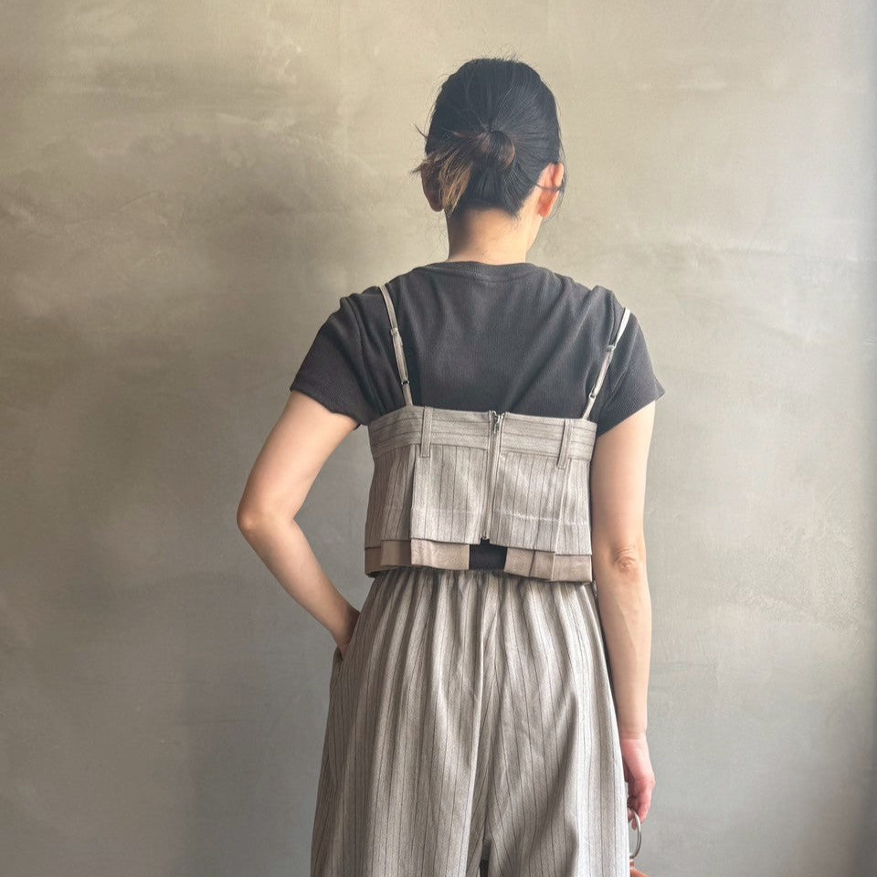 【ハモミシノオトナフク】Herrinbone stripe cami Tops