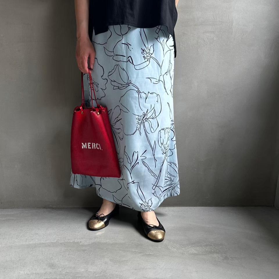 【ハモミシノオトナフク】Flower semiflare long skirt