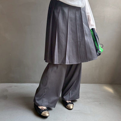 【ハモミシノオトナフク】Wrap pleated skirt pants