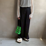 【ハモミシノオトナフク】Cool touch gathered tuck wide pants