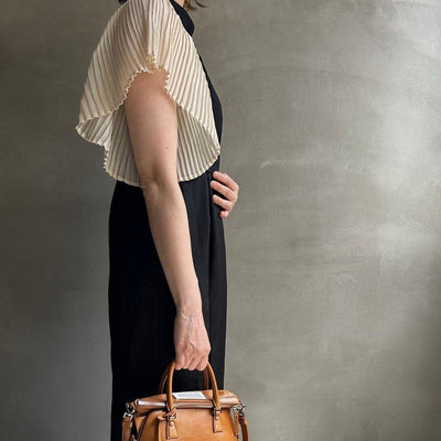 【ハモミシノオトナフク】Chiffon pleated ruffle OP