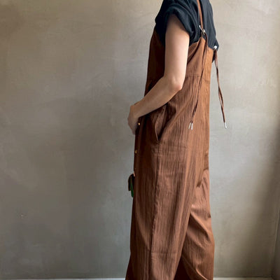 【ハモミシノオトナフク】Linen-like bustier-style salopette