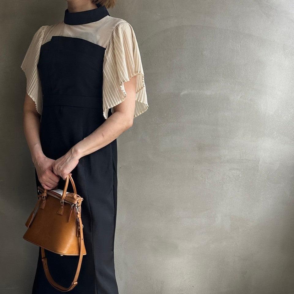 【ハモミシノオトナフク】Chiffon pleated ruffle OP