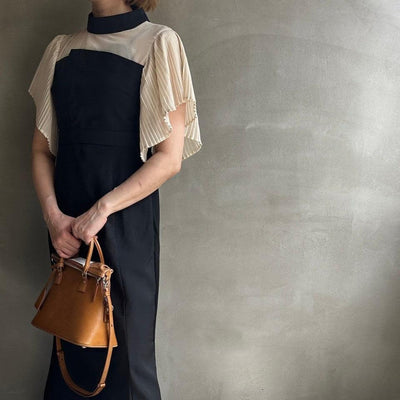 【ハモミシノオトナフク】Chiffon pleated ruffle OP