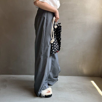 【ハモミシノオトナフク】Twill tuck wide pants