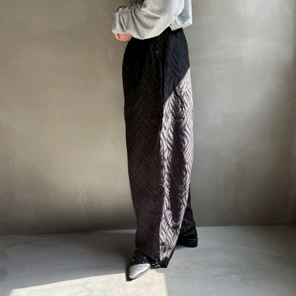 【ハモミシノオトナフク】Sheer jacquard pleated pants