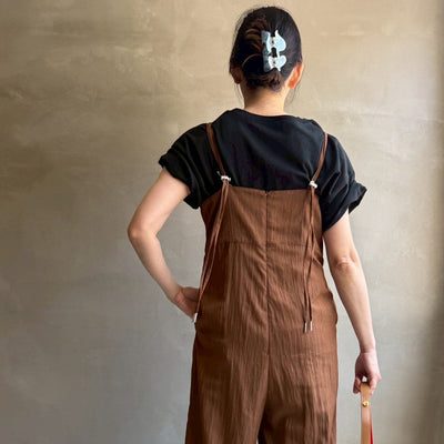 【ハモミシノオトナフク】Linen-like bustier-style salopette