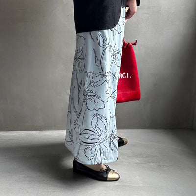 【ハモミシノオトナフク】Flower semiflare long skirt