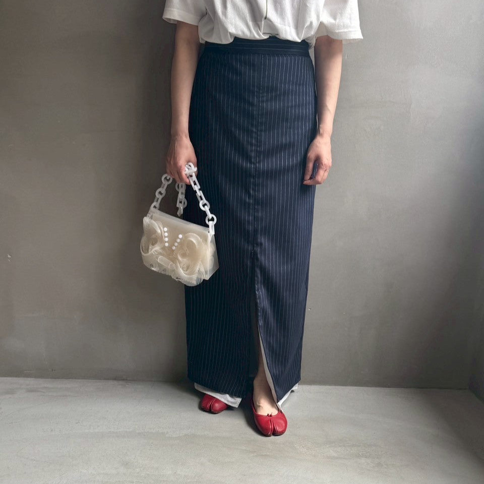 【ハモミシノオトナフク】Striped straight skirt