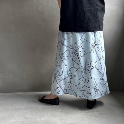 【ハモミシノオトナフク】Flower semiflare long skirt
