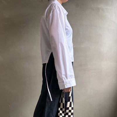 【ハモミシノオトナフク】Side gathered cropped shirt