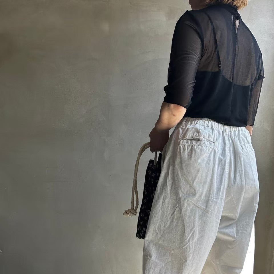 【ハモミシノオトナフク】tape embroidery sheer blouse