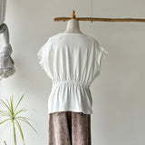 【ハモミシノオトナフク】Rib Knit & Organza Drawstring