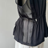 【ハモミシノオトナフク】Rib Knit & Organza Drawstring