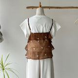 【ハモミシノオトナフク】Sheer Embroidered Overlay Cami