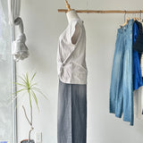 【ハモミシノオトナフク】Asymmetrical Twisted-Hem French-Sleeve Tee