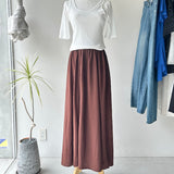 【ハモミシノオトナフク】Cooling Gathered Flare Maxi Skirt