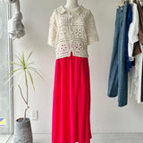 【ハモミシノオトナフク】Collared Open-Knit Cardigan