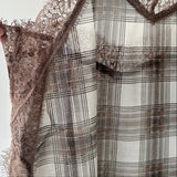 【ハモミシノオトナフク】Chiffon Plaid Lace Camisole
