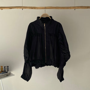 【ハモミシノオトナフク】Sheer Sleeve Frill Blouson
