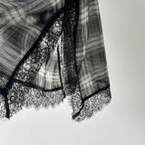 【ハモミシノオトナフク】Chiffon Plaid Lace Camisole